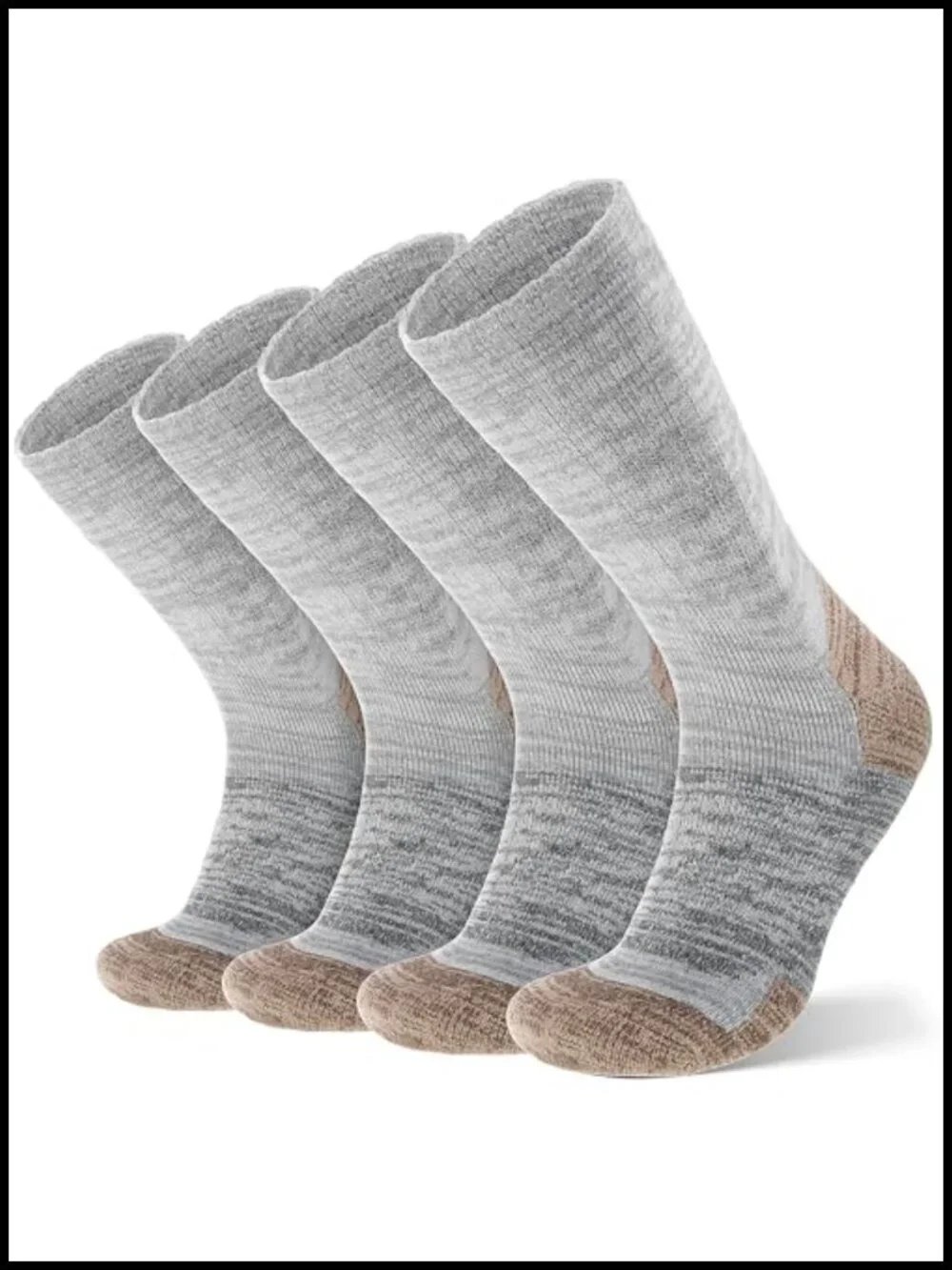 Merino Wool Hiking Socks 4-Pack Full Cushion Crew Thermal